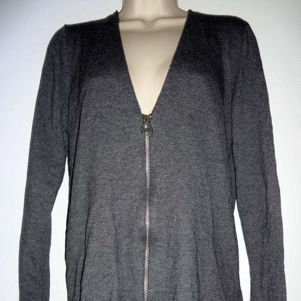 Gray Michael Kors zip front cardigan size L